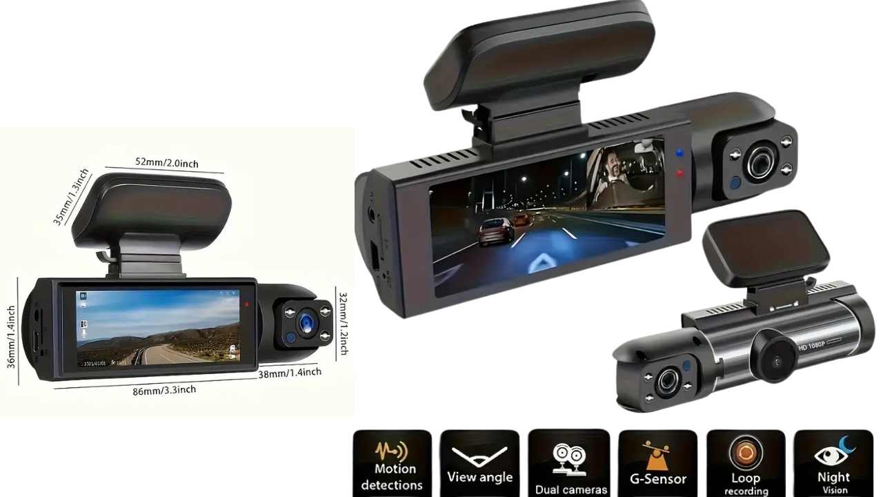 1080P Dual Camera Dash Cam for Cars