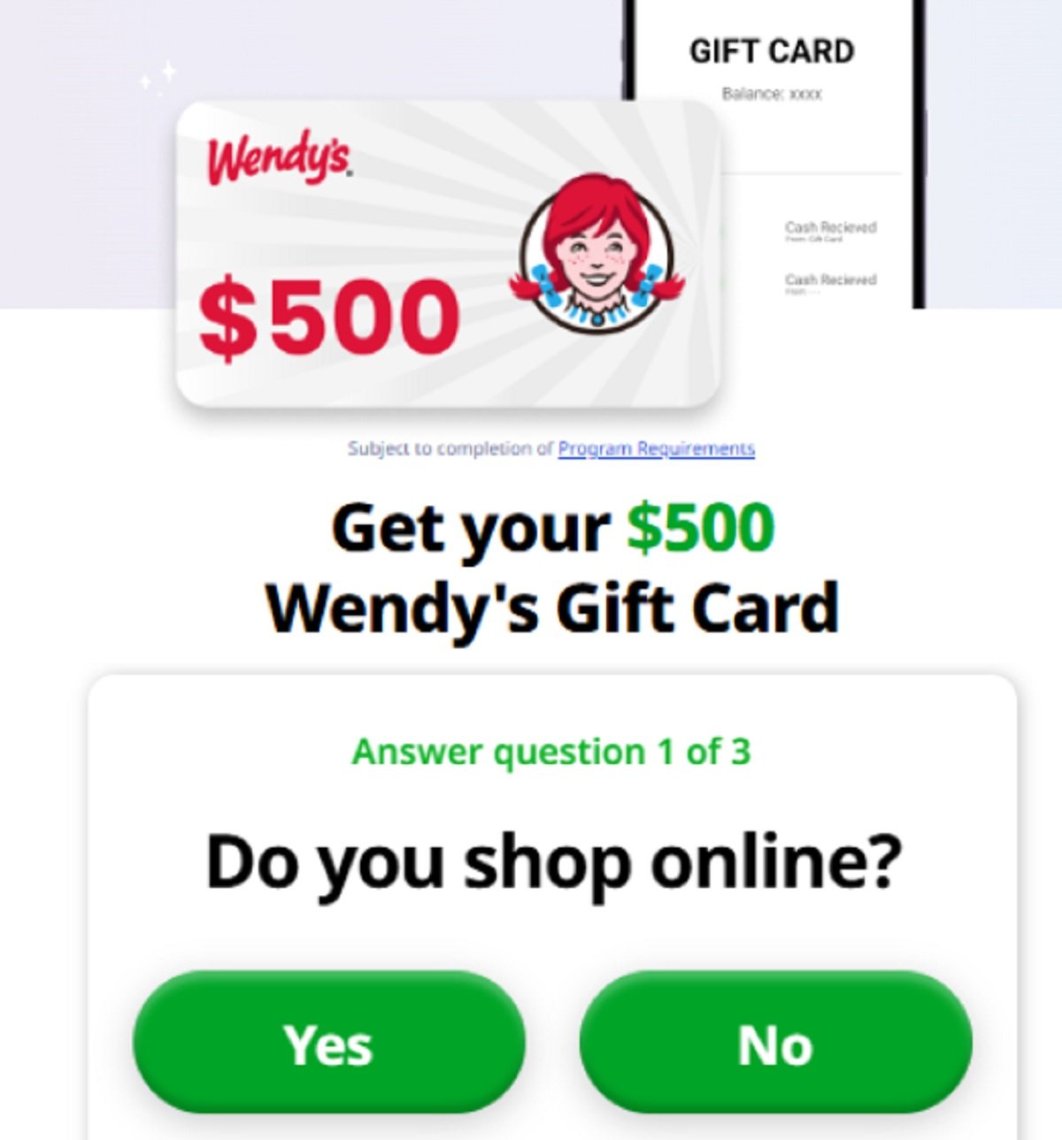 Wendy Gift Card